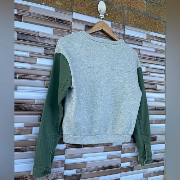 NSF longsleeve sweater with denim dark green sleeves small - Picture 8 of 9